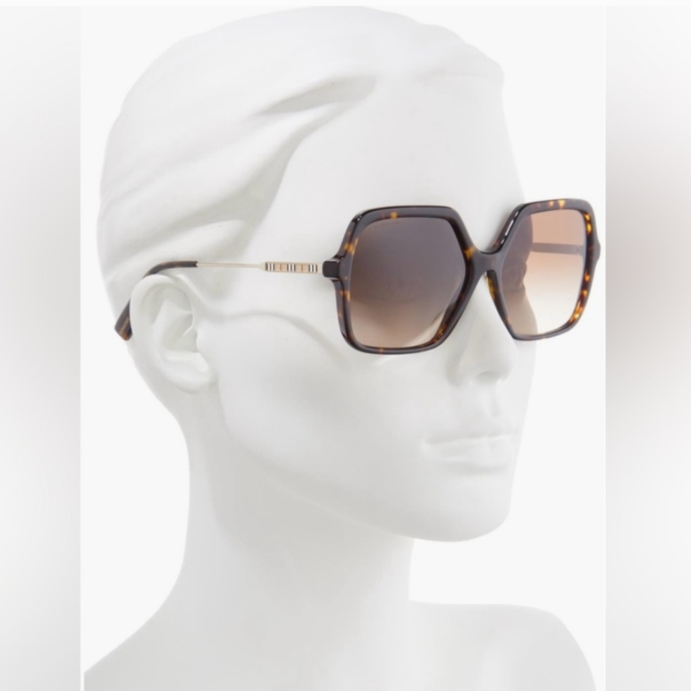 NWT BURBERRY Square Sunglasses Dark Havana/Brown Gradient